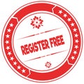 REGISTER FREE orange stamp.