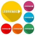 Register icon or logo, Register sign, color set with long shadow Royalty Free Stock Photo