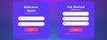 Register and login page layout. Simple ui design for web applications. User authentication forms. Royalty Free Stock Photo