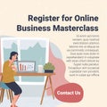 Register online business masterclass, contact us