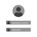 Register page design. Login form account user password identity web log screen security profile privacy appinterface, user profile