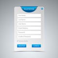 Register web screen with blue bookmark template