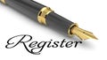 Fountain pen on register text