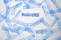 REGISTERED blue rubber stamp on a white background Royalty Free Stock Photo