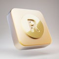 Registered icon. Golden Recycle symbol on matte gold plate