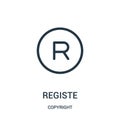 registered icon vector from copyright collection. Thin line registered outline icon vector illustration