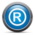 Registered symbol icon premium blue round button vector illustration Royalty Free Stock Photo