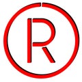 Registered trade mark 3D symbol. Original stencil design