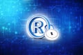 Registered Trademark concept with padlock, 3D rendering Royalty Free Stock Photo
