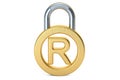 Registered Trademark concept with padlock, 3D rendering Royalty Free Stock Photo