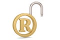 Registered Trademark concept with padlock isolated on white background. 3D illustration Royalty Free Stock Photo