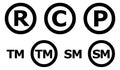 Registered trademark copyright patent service mark icons