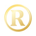 Registered trademark gold metal gradient Registered trademark icon vector eps10.