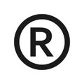 Registered trademark sign. Registered Trademark symbol , isolated black vector illustration eps10 Royalty Free Stock Photo