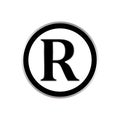 Registered trademark sign silver metal gradient and black. Registered trademark icon vector eps10.