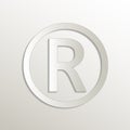 Registered trademark symbol, letter r icon, card paper 3D natural Royalty Free Stock Photo