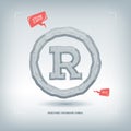 Registered trademark symbol. Stone carved typeface element. Vector illustration. Royalty Free Stock Photo