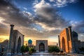 The Registran at sunset in Samarkand, Uzbekistan