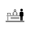 Registration desk vector , Customer service desk icon , Ticket counter desk simple illustration design