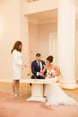 Registration of marriage in the Wedding Palace Royalty Free Stock Photo