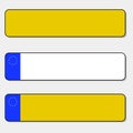 Registration plates vechicle registration plates of Europe and Great Britain United Kingdom with shadows Unia of Europe