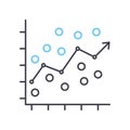 regression analysis line icon, outline symbol, vector illustration, concept sign