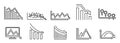 Regression chart icons set, outline style