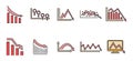 Regression chart icons set vector color