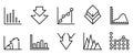 Regression icons set, outline style