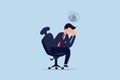 Regret on business mistake, frustration or depressed, frustrated businessman holding his head sitting alone on the chair