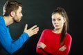 Regretful man husband apologizing upset woman wife Royalty Free Stock Photo