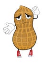 Regretful peanut cartoon character Royalty Free Stock Photo