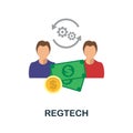 Regtech flat icon. Color simple element from fintech collection. Creative Regtech icon for web design, templates