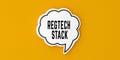 RegTech Stack text on speech bubble. Yellow background. Royalty Free Stock Photo
