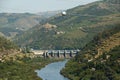 Regua dam in Douro river, Douro Valley, Regua, Portugal Royalty Free Stock Photo