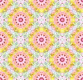 Regular abstract round retro blossoms pink violet yellow red purple, mint green Royalty Free Stock Photo