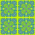Regular concentric circles ornament purple lemon lime green in squares framed