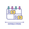 Regular content distribution RGB color icon