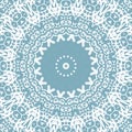 Regular delicate circle ornament white blue gray lace pattern