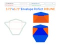 Envelope design 3.75x6.75 inch dieline template and 3D envelope editable easily resizable