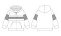 Regular fit Long Sleeve with pocket Cotton fleece hoodie technical fashion sketch vector illustration Template.