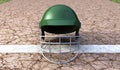 Cricket Helmet On Cracket Pitch Front Royalty Free Stock Photo