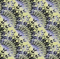 Regular intricate fan-shaped pattern purple yellow and black diagonally