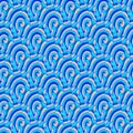Regular intricate rounded pattern pink turquoise dark blue diagonally