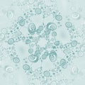 Regular intricate spirals pattern pale green white and light gray centered and blurred Royalty Free Stock Photo