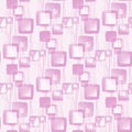 Regular intricate squares pattern with wavy lines pink violet white overlying