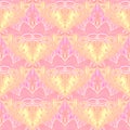 Regular pattern with wavy lines yellow pink violet with white outlines