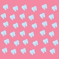 Regular patterns of the blue tooth isolated lovely pink background, vector or color illustration
