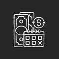 Regular payments chalk white icon on black background