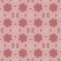 Regular seamless floral ornaments pastel red and brown on pink Royalty Free Stock Photo